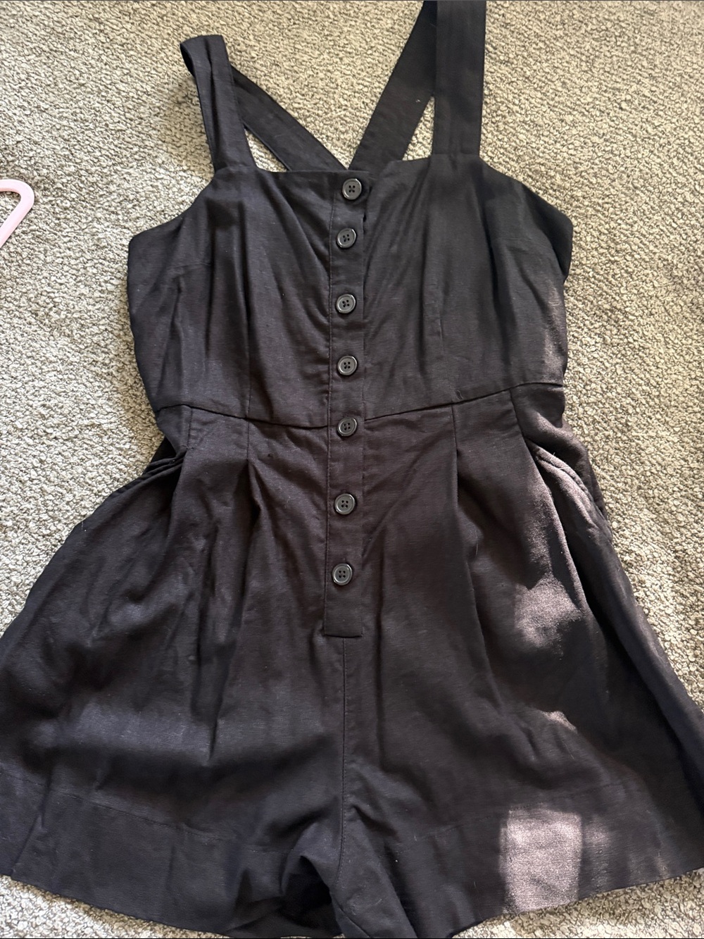 a new day Black Button-Front Mini Romper Dress